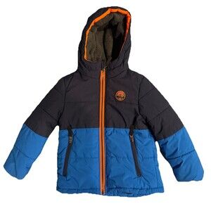 Gerry Kids Boy Jacket 4T Hooded Puffer Waterproof Rain Full Zip Winter Coat Blue